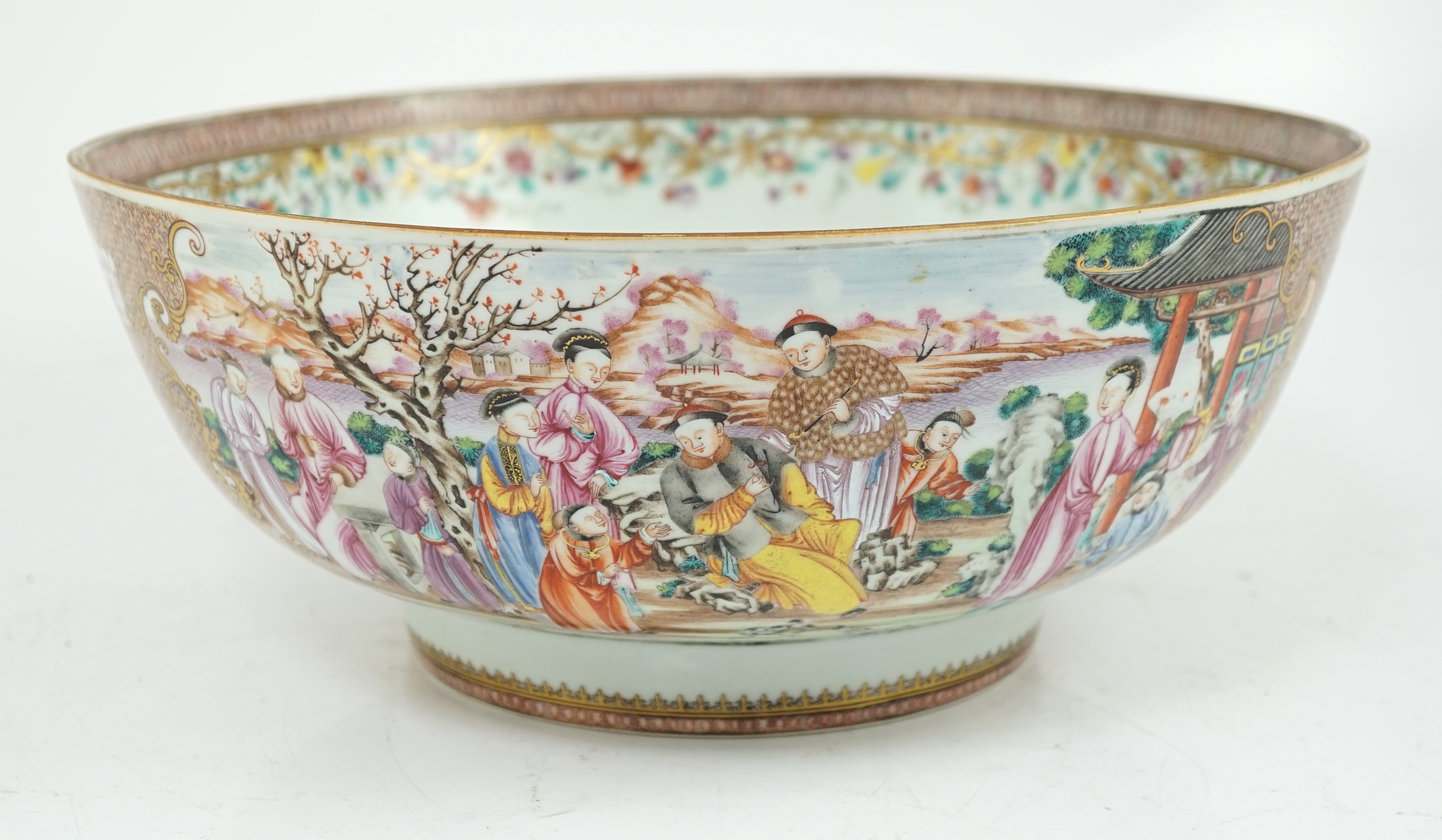 A large Chinese famille rose punch bowl, Qianlong period